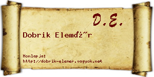 Dobrik Elemér névjegykártya