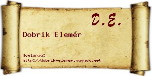 Dobrik Elemér névjegykártya